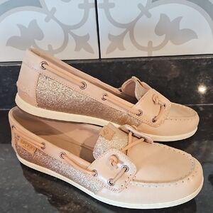 Sperry Women's Tan Glitter Flats